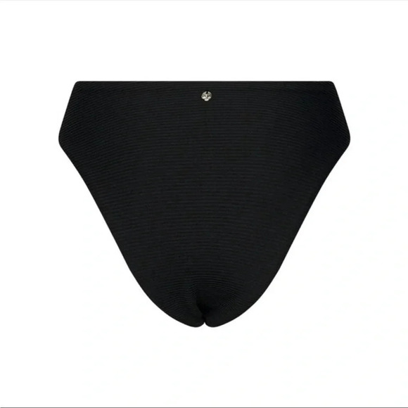SEAFOLLY High Rise Ribbed Black Bikini bottom Essentials 40609-640 Size 2 NWT - Picture 6 of 16